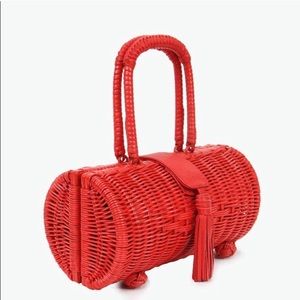 NWT Revolve Cleobella Clarissa Red Wicker Bag